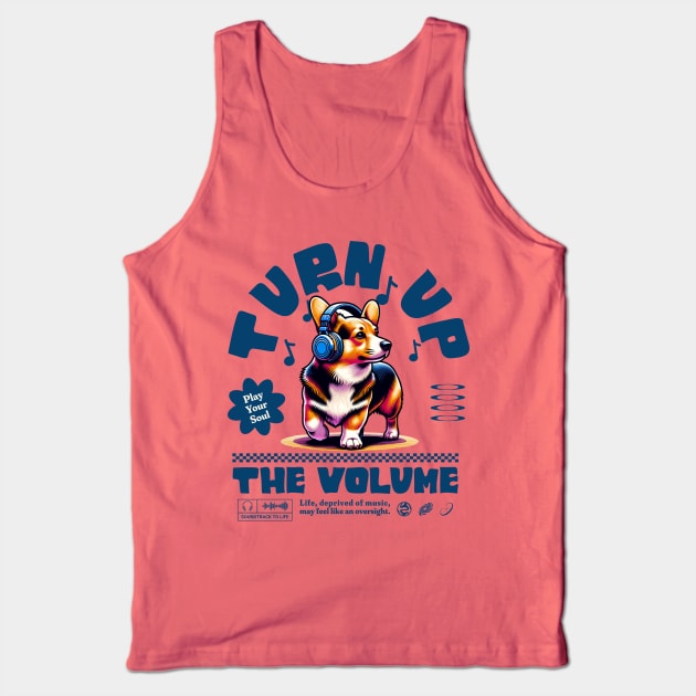 Vintage Vibe Turn up the Volume Music Gift Tank Top by CloudEagleson